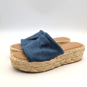 Dolce Vita Chavi Platform Slide Sandal Open Toe Women's Blue Denim Size US9